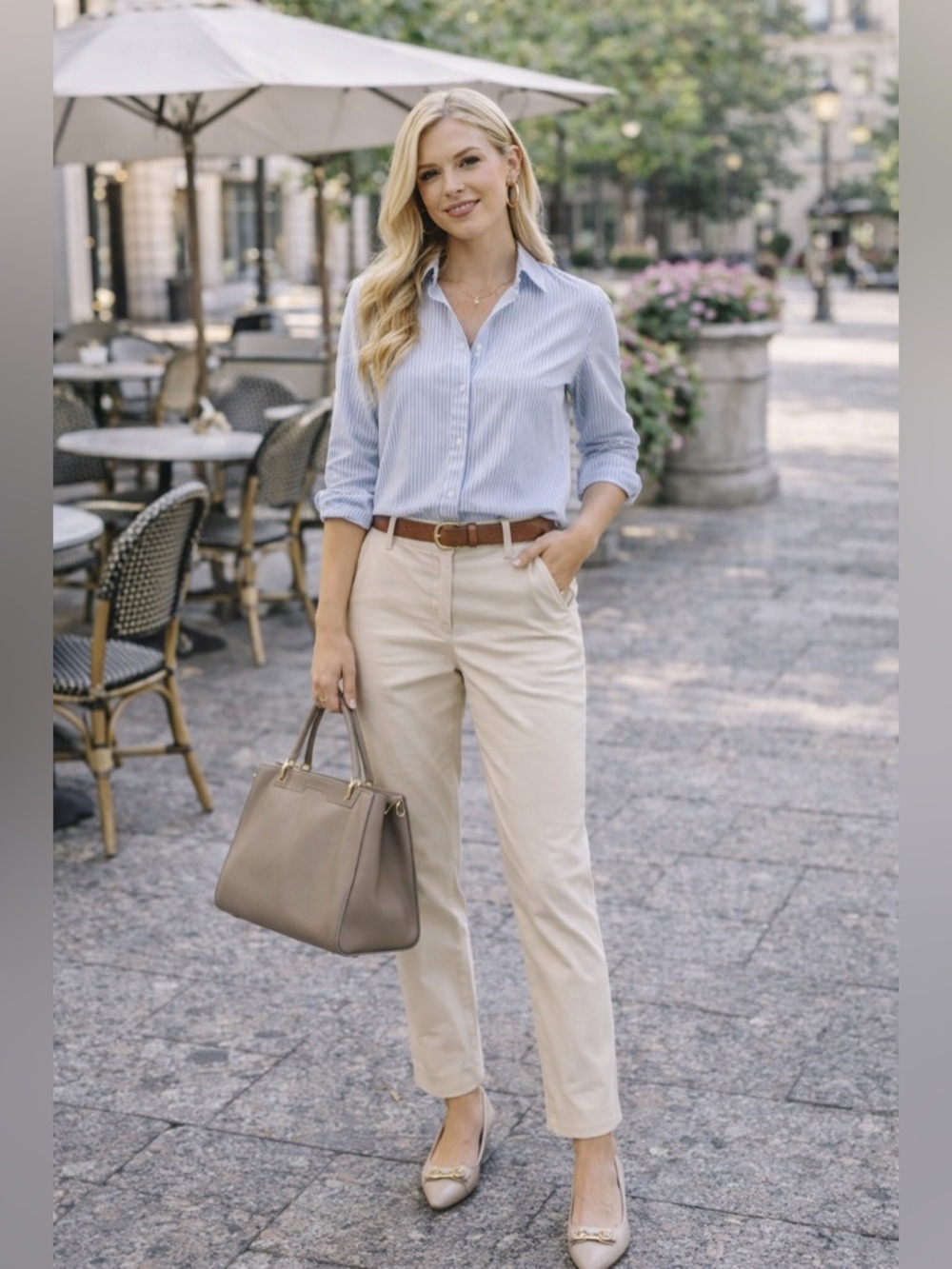 Peserico Cuffed Trouser In Cream Size 40